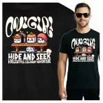 Koszulka Tshirt czarna 100% Bawełna Japonia Tokyo Sushi Hide & Seek Kawaii