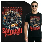 Koszulka Tshirt czarna 100% Bawełna Japonia Tokyo Samuraj Koi