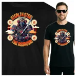Koszulka Tshirt czarna 100% Bawełna Japonia Tokyo Samuraj Robot Assassin