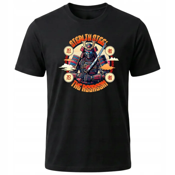 Koszulka Tshirt czarna 100% Bawełna Japonia Tokyo Samuraj Robot Assassin - obrazek 2