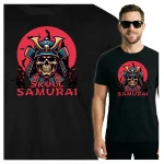 Koszulka Tshirt czarna 100% Bawełna Japonia Tokyo Samuraj Czaszka Ninja