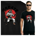 Koszulka Tshirt czarna 100% Bawełna Japonia Tokyo Karate Tygrys Wojownik