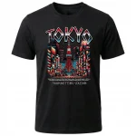 Koszulka Tshirt czarna 100% Bawełna Japonia Tokyo Wieża Nocne Miasto - obrazek 2