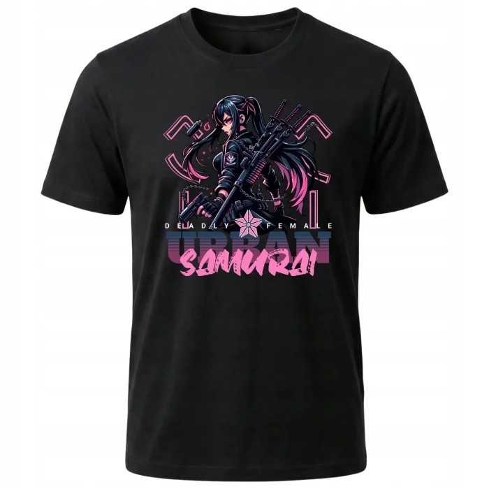 Koszulka Tshirt czarna 100% Bawełna Japonia Tokyo Anime Manga Samurai - obrazek 2