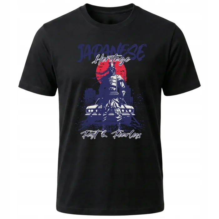 Koszulka Tshirt czarna 100% Bawełna Japonia Tokyo Samurai JDM Wojownik - obrazek 2