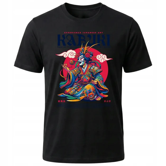 Koszulka Tshirt czarna 100% Bawełna Japonia Tokyo Kabuki Sztuka - obrazek 2