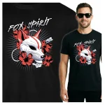 Koszulka Tshirt czarna 100% Bawełna Japonia Tokyo Kitsune Lis Maska Duch