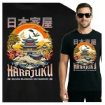 Koszulka Tshirt czarna 100% Bawełna Japonia Tokyo Harajuku Sakura Zen