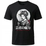 Koszulka Tshirt czarna 100% Bawełna Japonia Tokyo Gejsza Kimono - obrazek 2
