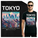 Koszulka Tshirt czarna 100% Bawełna Japonia Tokyo Anime Streetwear