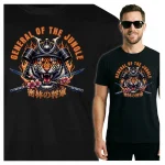 Koszulka Tshirt czarna 100% Bawełna Japonia Tokyo Samurai Tygrys Woj