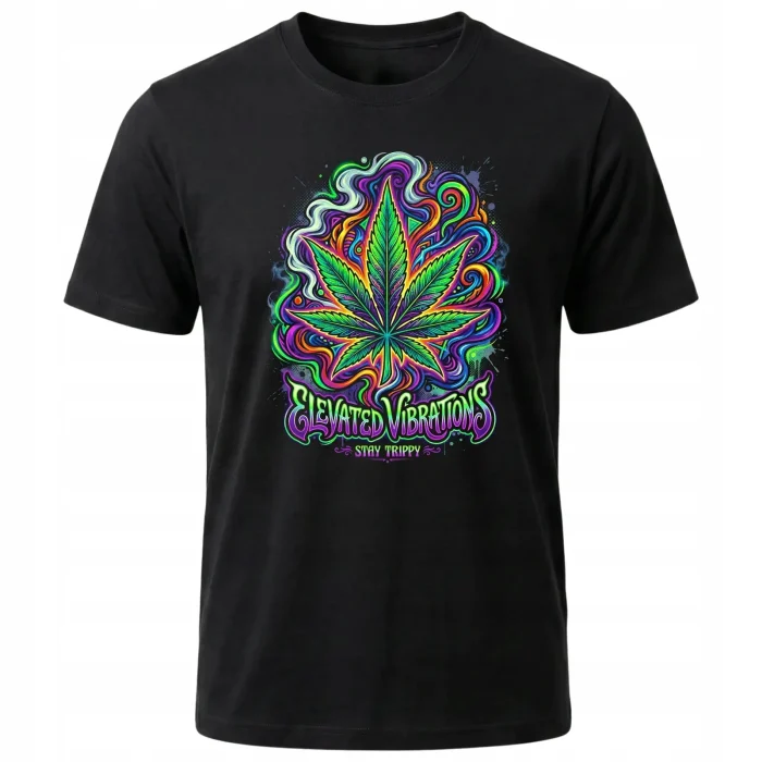 KOSZULKA MĘSKA PSYCHODELICZNA CANNABIS MARIHUANA NEON FESTIWAL KONOPIE - obrazek 2