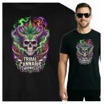 KOSZULKA MĘSKA PSYCHODELICZNA CANNABIS MARIHUANA NEON FESTIWAL KONOPIE