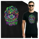KOSZULKA MĘSKA PSYCHODELICZNA CANNABIS MARIHUANA NEON FESTIWAL KONOPIE