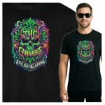 KOSZULKA MĘSKA PSYCHODELICZNA CANNABIS MARIHUANA NEON FESTIWAL KONOPIE