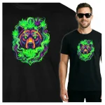 KOSZULKA MĘSKA PSYCHODELICZNA CANNABIS MARIHUANA NEON FESTIWAL KONOPIE