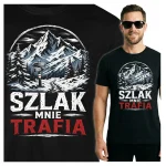 Koszulka czarna 100% bawełna Góry Szlak Turystyka Wędrówki Las