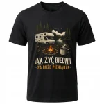 Koszulka czarna 100% bawełna Kamper Vanlife Kemping Ognisko Las Przygoda - obrazek 2