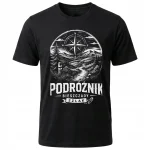 Koszulka czarna 100% bawełna Góry Szlak Podróżnik Kompas Bieszczady - obrazek 2